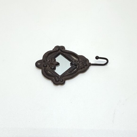 Ornate Cast Iron Wall Hook Mirror Accent Unique Style Decorative Hanger Vintage - Picture 4 of 6